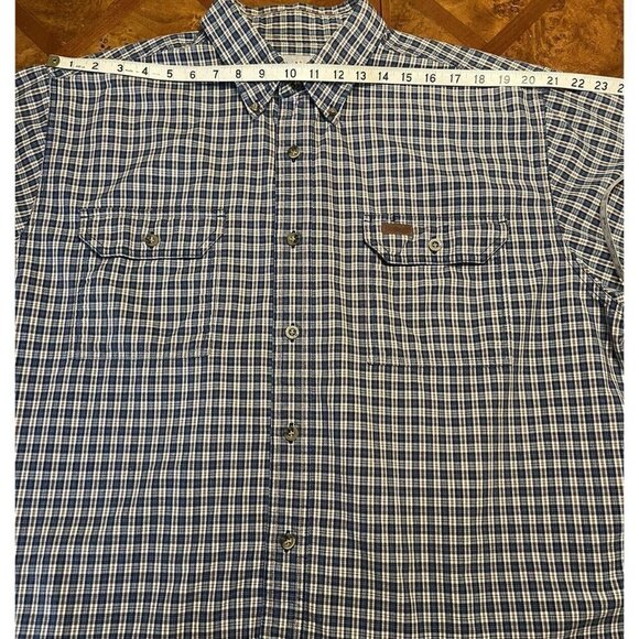 Vintage Carhartt Short Sleeve Men's Button Front 100% Cotton Shirt Plaid Size XL - Picture 6 of 9